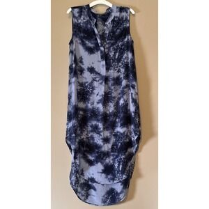 Acrobat Women's XS Blue Silk Tie Dye Sleeveless Tank Dress High Low Hem Resort